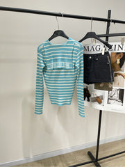 DIOR LONG-SLEEVE SWEATER WITH NAVY STRIPED COLLAR 275933