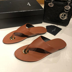 FLAT THONG IN BRONZE BROWN CALFSKIN