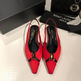 BABYLONE SLINGBACK FLAT IN RED SILK