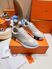 BOUNCING SNEAKER IN PALE GRAY SUEDE AND CALFSKIN