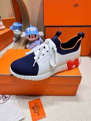 DEPART SLIP-ON SNEAKER IN NAVY BLUE KNIT AND WHITE CALFSKIN