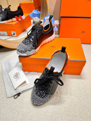 DEPART SLIP-ON SNEAKER IN WHITE MIX BLACK KNIT AND CALFSKIN