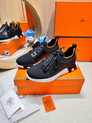 DEPART SLIP-ON SNEAKER IN BLACK MIX WHITE KNIT AND CALFSKIN