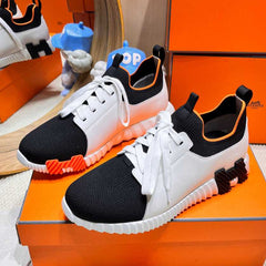 DEPART SLIP-ON SNEAKER IN WHITE MIX BLACK KNIT AND CALFSKIN