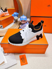 DEPART SLIP-ON SNEAKER IN WHITE MIX BLACK KNIT AND CALFSKIN