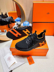 DEPART SLIP-ON SNEAKER IN BLACK KNIT AND CALFSKIN