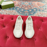 GG RHYTON LOGO TRAINER WHITE CALFSKIN WITH TIGER MOTIF