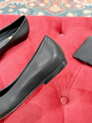 CASSANDRA BALLET FLAT IN BLACK MIX BLUE SMOOTH LAMBSKIN