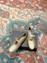 ALAIA MARY JANE IN GOLD LAMBSKIN WITH GOLD HARDWARE