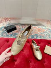 ALAIA MARY JANE IN GOLD LAMBSKIN WITH GOLD HARDWARE