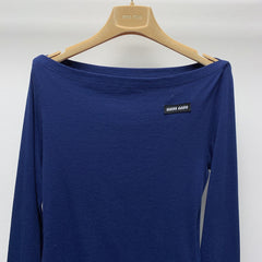 MIUMIU OFF-SHOULDER LOGO T-SHIRT 268133