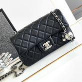 CC SMALL 20 FLAP BAG IN BLACK CALFSKIN