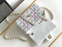 CC MEDIUM 25 FLAP BAG IN WHITE WOOL TWEED