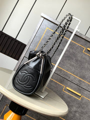CHANEL 25S HOBO BAG 30 CM IN BLACK SMOOTH CALFSKIN