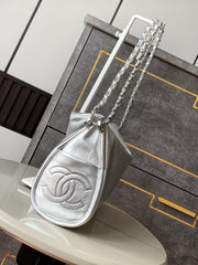 CHANEL 25S HOBO BAG 30 CM IN SILVER SMOOTH CALFSKIN