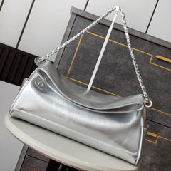 CHANEL 25S HOBO BAG 40 CM IN SILVER SMOOTH CALFSKIN