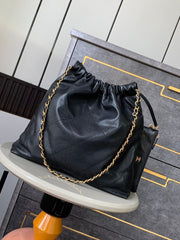 CHANEL BAG 25S 42 CM IN BLACK LAMBSKIN WITH GOLD HARDWARE