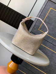 CHANEL 25S SHOPPING BAG 18 CM IN BEIGE RHINESTONE-STUDDED