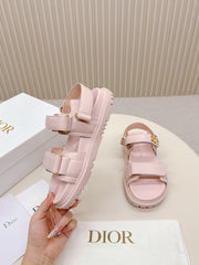 DIOR BACK-STRAP SANDALS 25S IN PASTEL PINK CALFSKIN WITH GOLD HARDWARE
