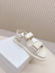 DIOR BACK-STRAP SANDALS 25S IN CREAM WHITE CALFSKIN WITH GOLD HARDWARE