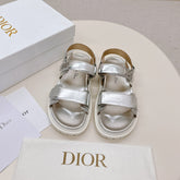 DIOR BACK-STRAP SANDALS 25S IN SILVER CALFSKIN WITH SILVER HARDWARE