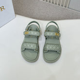 DIOR BACK-STRAP SANDALS 25S IN PALE TEAL GRAY CALFSKIN