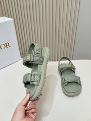 DIOR BACK-STRAP SANDALS 25S IN PALE TEAL GRAY CALFSKIN
