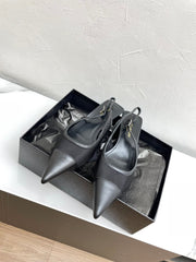 OXALIS SLINGBACK PUMPS 30 IN MESH BLACK LEATHER