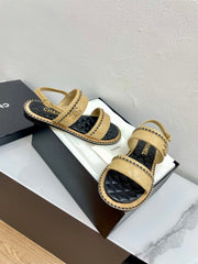 DOUBLE STRAPS SANDALS IN YELLOW CREAM LAMBSKIN