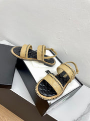 DOUBLE STRAPS SANDALS IN YELLOW CREAM LAMBSKIN