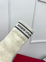 BELLE VIVIER SOCK LACQUERED BUCKLE ANKLE BOOTS IN OFF WHITE CALFSKIN AND TECHNICAL FABRIC