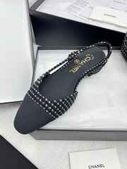 CC SLINGBACK 25S 25 MM IN BLACK TWEED AND FABRIC