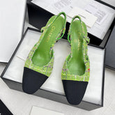 CC SLINGBACK 25S 65 MM IN GREEN FABRIC MIX TWEED