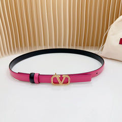 Vlogo Buckle Water Wave Gold Copper Glossy Pink Black Leather 20mm Belt