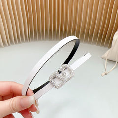 VL Belt 8mm Buckle Silver Diamond Leather White Black