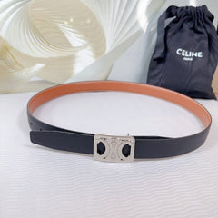 CL MEDIUM 25 MM REVERSIBLE FRAMED TRIOMPHE BELT BLACK AND BRONZE BROWN CALFSKIN SILVER HARDWARE