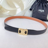 CL MEDIUM 25 MM REVERSIBLE FRAMED TRIOMPHE BELT BLACK AND BRONZE BROWN CALFSKIN LIGHT GOLD HARDWARE
