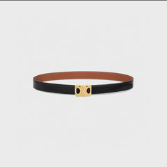 CL MEDIUM 25 MM REVERSIBLE FRAMED TRIOMPHE BELT BLACK AND BRONZE BROWN CALFSKIN GOLD HARDWARE