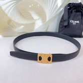 CL MEDIUM 25MM REVERSIBLE FRAMED TRIOMPHE BELT BLACK CALFSKIN GOLD HARDWARE