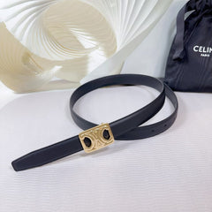 CL MEDIUM 25MM REVERSIBLE FRAMED TRIOMPHE BELT BLACK CALFSKIN LIGHT GOLD HARDWARE