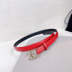CC BELT 20 MM IN CRIMSON RED SMOOTH CALFSKIN GOLD HARDWARE ATTACH RHINSTONE