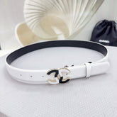 CC BELT 30 MM BLACK MIX WHITE CALFSKIN WITH METAL LOGO