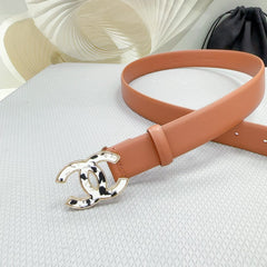 CC 30MM BELT IN TIGER ORANGE SHINNY CALFSKIN WHITE LOGO