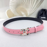 CC 30MM BELT IN PINK PASTEL SHINNY CALFSKIN WHITE LOGO
