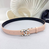 CC 30MM BELT IN BABY PINK SHINNY CALFSKIN WHITE LOGO