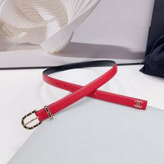 CC BELT 20 MM IN CHERRY RED MIX BLACK CALFSKIN GOLD HARDWARE