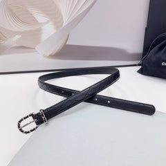 CC BELT 20 MM IN BLACK CALFSKIN SILVER HARDWARE