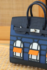 BIRKIN FAUBOURG TOUCH 20 IN NAVY MIX CLASSIC BLUE CALFSKIN WITH SILVER HARDWARE