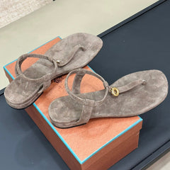 Loro Piana Medium Gray Mindil Sandal In Leather