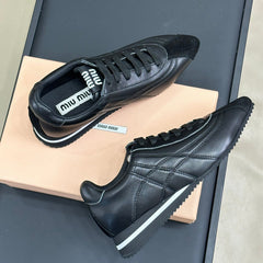 POINTED SPORTS SHOES BLACK LAMBSKIN